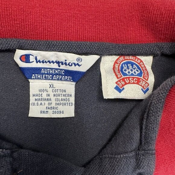 Vintage Champion Olympics Champion Polo Shirt Sz XL USA Team Blue Red white - Picture 3 of 7